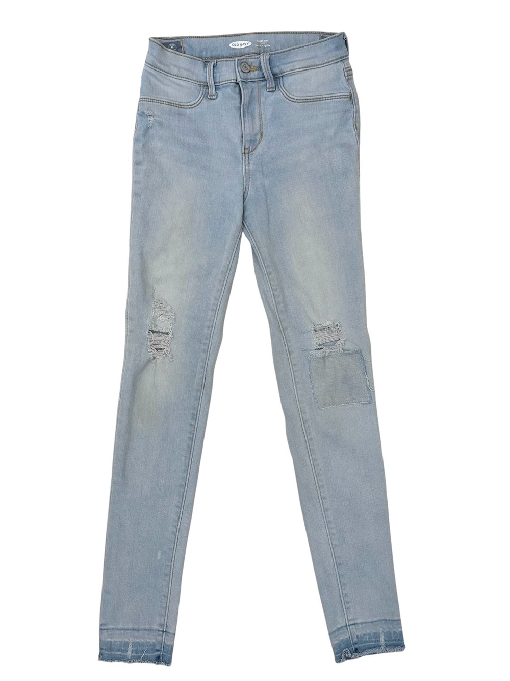 Old Navy Girls 14 Ballerina Jegging Light Wash Adj Waist Distressed 360 Stretch